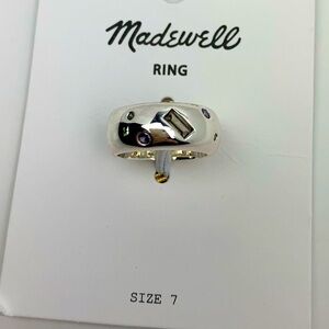 NWT Madewell Crystal-Inlay Chunky Ring Silver Size 7